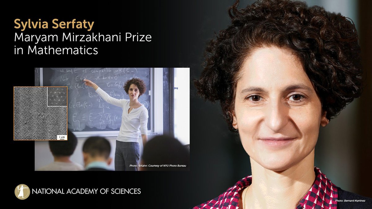 Accepting the 2024 Maryam Mirzakhani Prize in Mathematics is Sylvia Serfaty of @NYU_Courant for her contributions to nonlinear partial differential equations and statistical physics. #mathematics #statistics #NAS161 #NASaward Watch live: ow.ly/Y2cm50Rqemo