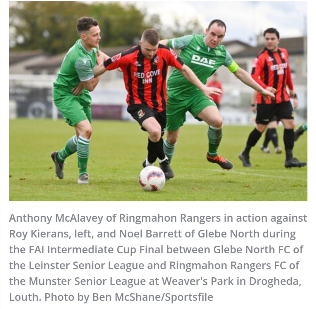 Congratulations to @OfficialGlebe on winning the @FAIreland ⚽🇮🇪 Intermediate Cup Final and commiserations to @RingmahonRanger who played their part in a pulsating final. Well done to the officals also. Everyone played their part in what's good about Intermediate club football.