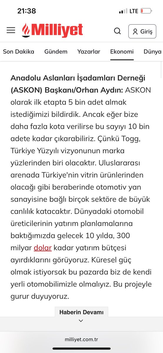 TOGG Fabrikası kurulurken Türk iş dünyası yarışa girmişti. 5000-10000 li adetlerde TOGG alacaklarını beyan etmişlerdi. Mesela @ASKON 5.000 adet TOGG aldı mı? İTO, MÜSİAD ve daha birçok STK'nın ön talepleri vardı. Bu kurumlar aldı mı? Haberlere göz attığımda 200.000 adetlik bir…