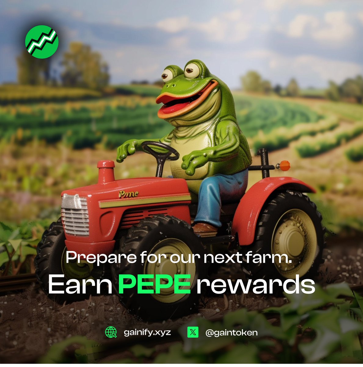 📣NEW FARM ALERT

🚜Starting from next Saturday, Farm GAIN-ALGO Tinyman LPs, earn @pepecoineth 

$PEPE $GAIN #Algorand