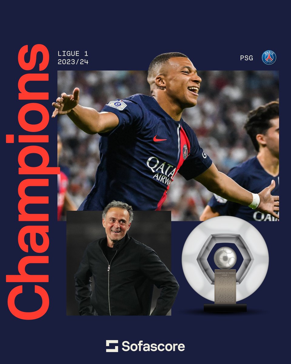 🇫🇷 | LIGUE 1 CHAMPIONS Thanks to Lyon's 3–2 win over Monaco, Paris Saint-Germain have just secured their record-extending 12th Ligue 1 title in club history. 🏆 ✅ 20 wins 🤝 10 draws ❌ 1 defeat First step of their quest to the treble is now complete! 👏👏