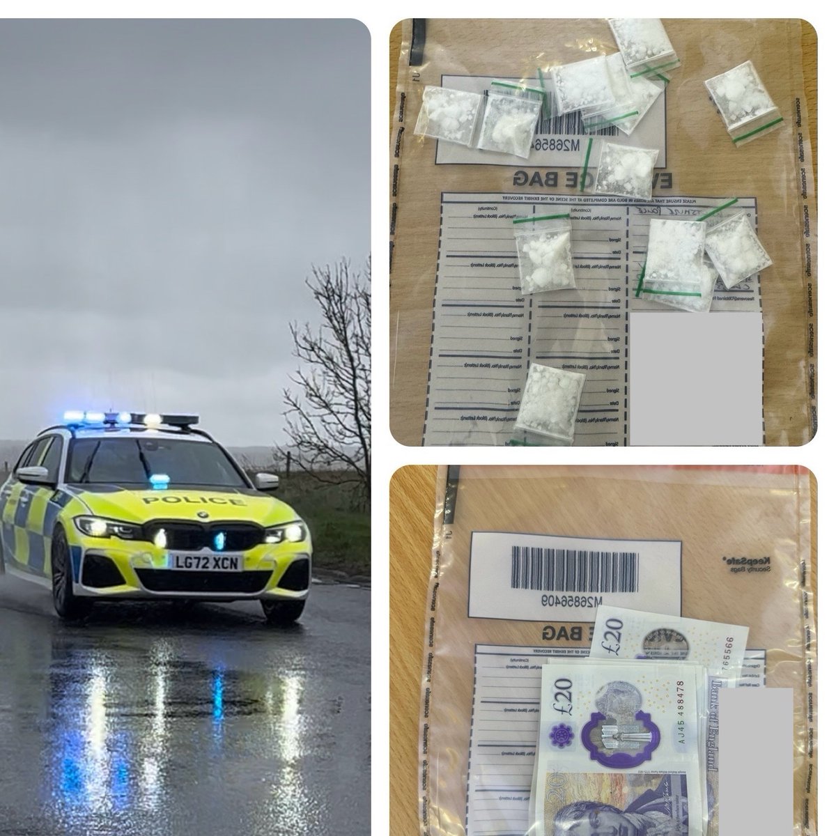 #RPU with one in custody this afternoon in Trowbridge, for driving whilst disqualified. A further search of the suspects vehicle revealed suspected class A drugs and cash. Now a supplying of drugs investigation and big problems for the driver. Vehicle seized! #RPU #S165 #FATAL5