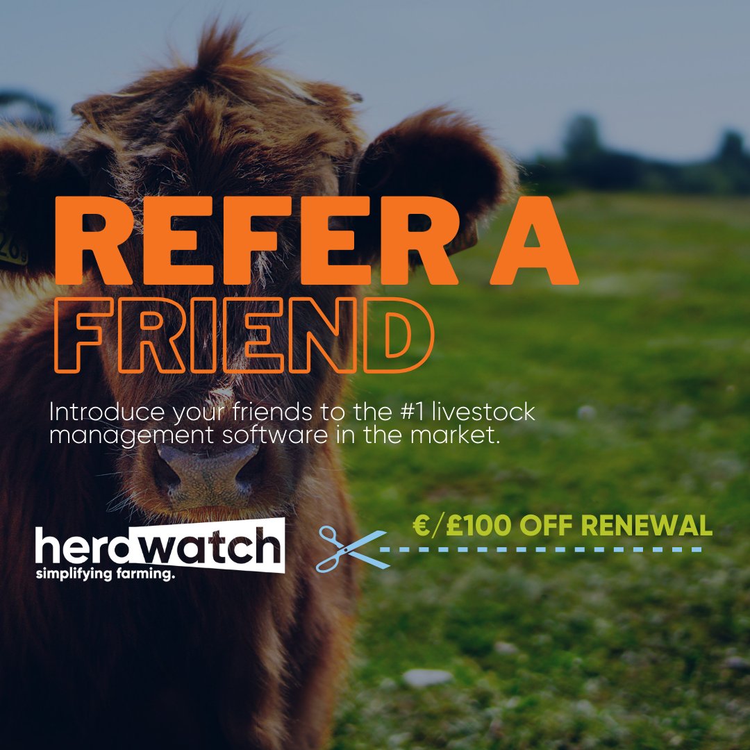 Remember! You can claim €/£100 off your renewal if you introduce a friend to herdwatch! Read more here⤵️ hubs.ly/Q02v9SHD0 #herdwatch #referafriend