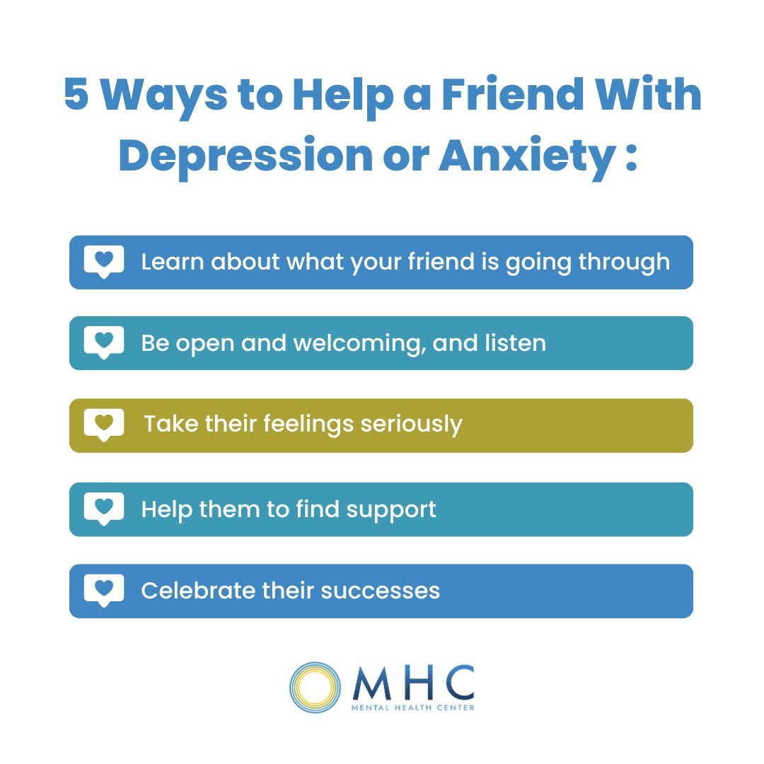 Supporting a friend through tough times can make all the difference. 💙 Check out these 5 simple ways to lend a hand to someone battling anxiety or depression. 

#mentalhealthcommunity #mentalhealthjourney #depressionsupport #anxietydisorder #mentalhealthhelp