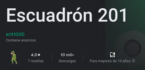 #FelizDomingoParaTodos , yo arranco festejando que el #GameDev #indiedev de Escuadrón 201 llegó a más de ¡10 mil descargas!... Enseñando un poco de historia de México :D