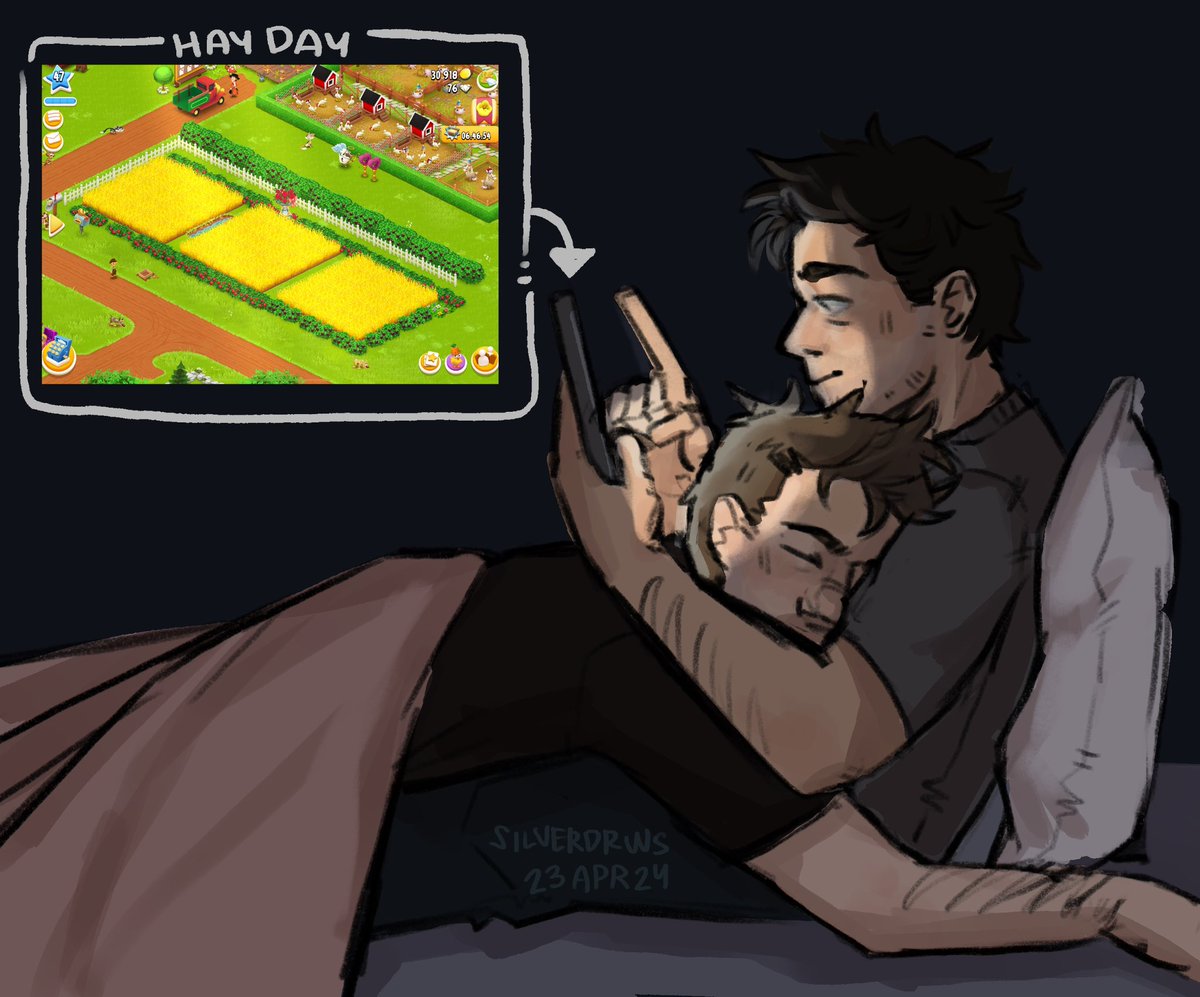 domestic destiel with cas obsessively playing hay day

#spn #destiel