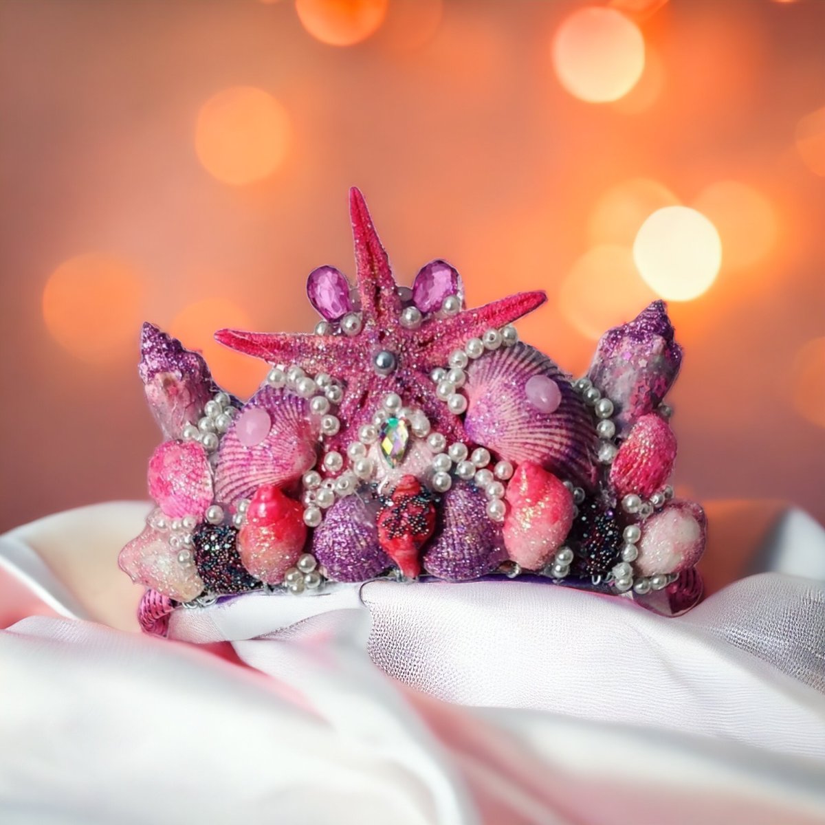 Seashell crown pink embellished 🩷#giftideas #getthatgift #smallbizzsunday #shellart #tiara