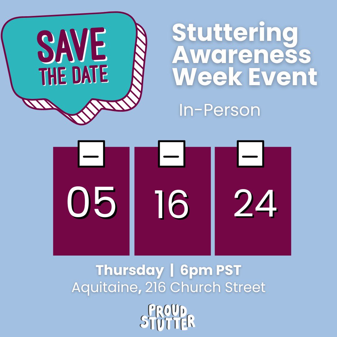 Save the dates! Proud Stutter is hosting 2 Stuttering Awareness Week events. The 1st is on 4/16 at 6pm PT in SF. Learn more below. The 2nd is virtual on Maya’s IG live on 4/17 at 9am PT. See you there! eventbrite.com/e/proud-stutte…