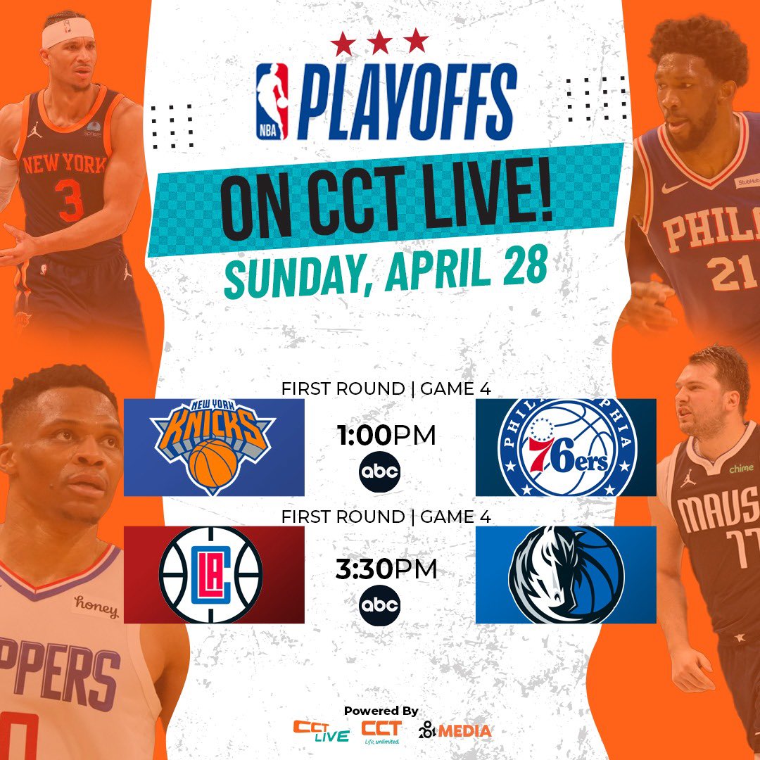 Catch the Game 4 of the First Round NBA Playoff on Sunday 28 April on CCT Live ESPN Ch. 412 & ESPN 2 Ch. 413.

Not a subscriber? Sign up today call us at 444-4444 or visit your nearest CCT Store
#lifeunlimited #CCTBVI #CCTLIVE