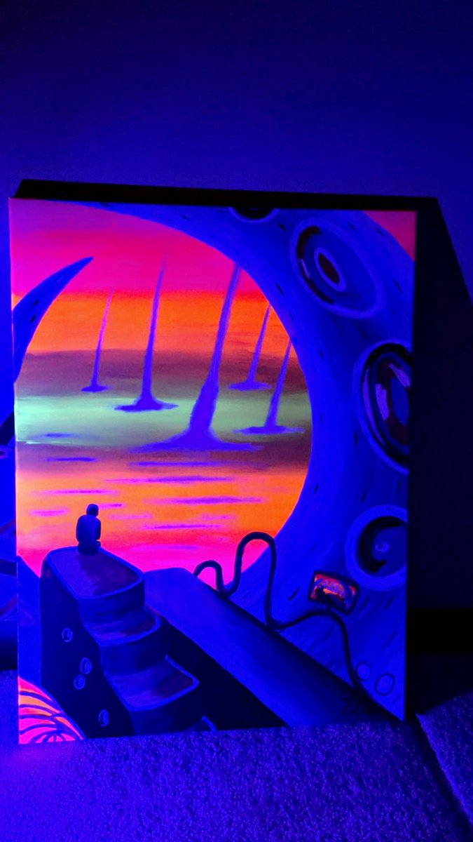 Finally finished my first attempt at a black light painting at 3am lastnite ✌🏼😘