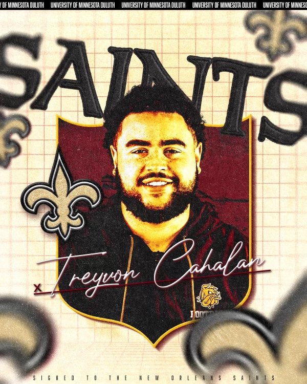 Excited to announce that Bulldog Offensive Lineman Treyvon Cahalan has been invited to the New Orleans Saints Rookie Mini-Camp! Treyvon was a Team Captain, x3 All-Conference Selections, and an All-American for the Bulldogs! #EarnIt #ProDogs