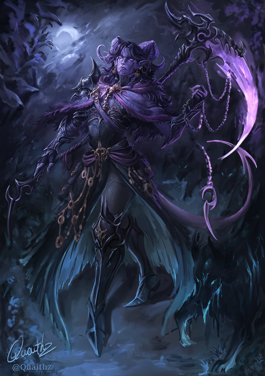 Be careful around the shadows...
Necromancer Tiefling and his wolves💜