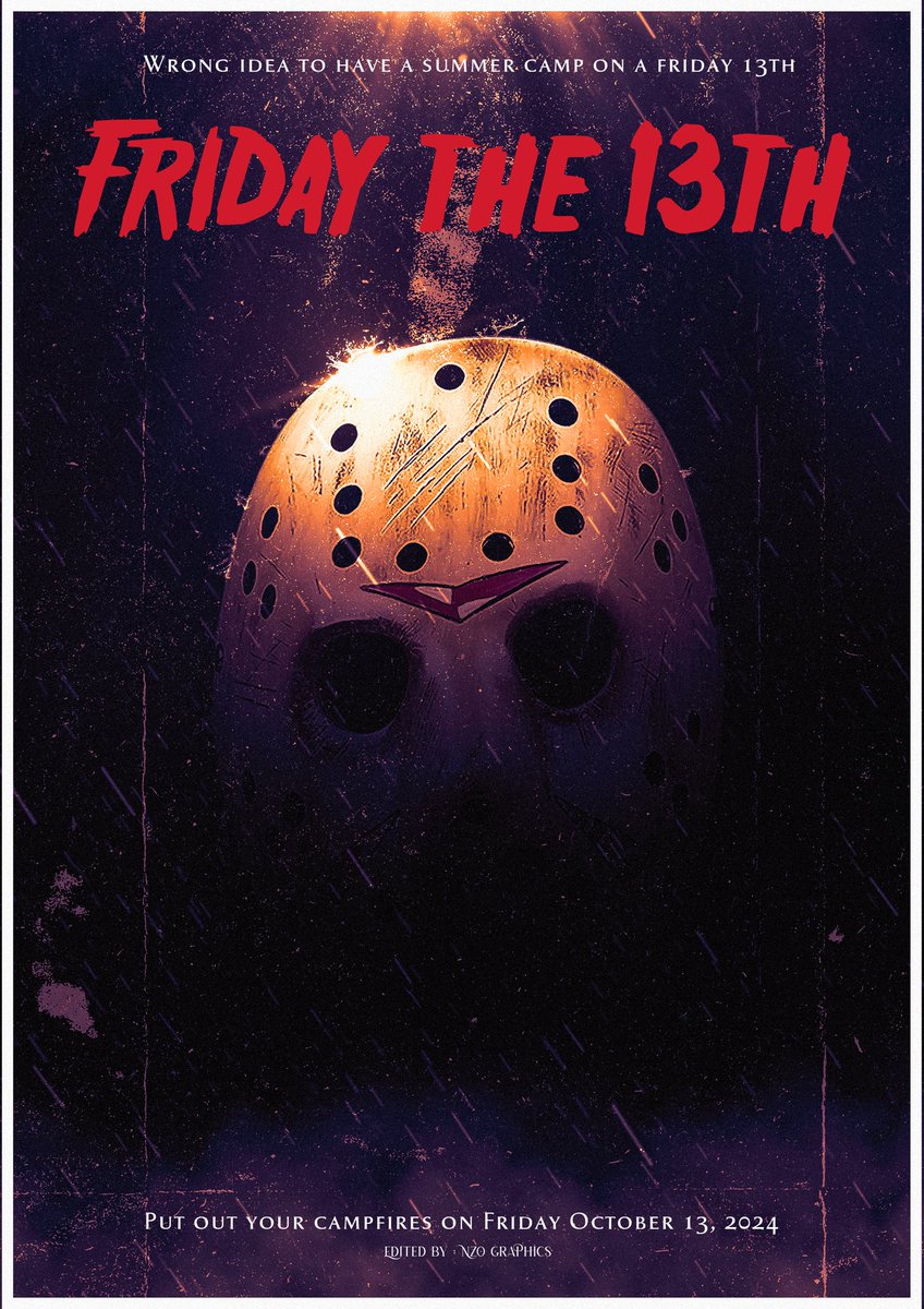 nzo_graphics's tweet photo. Friday the 13th - Artwork - 80s/90s
Étant un grand fan de film d’horreur et du style « slasher » des années 80-90 j’étais obliger tôt ou tard de faire une affiche sur ce personnage mythique ! 🔪
Le style 80-90 est réussi ?
#fridaythe13th #moviedesign #movieposter #slashermovie https://t.co/n5oZrWrfm3