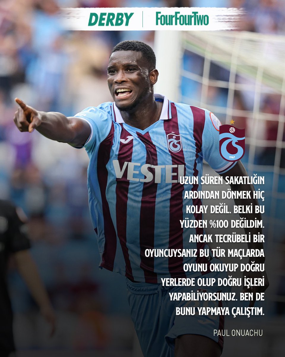 🔴🔵Trabzonspor'un Gaziantep FK galibiyetine attığı 3 gol ve yaptığı 1 asistle damga vuran Paul Onuachu, maçın ardından karşılaşmayı ve performansını değerlendirdi.

#VerbiDerby