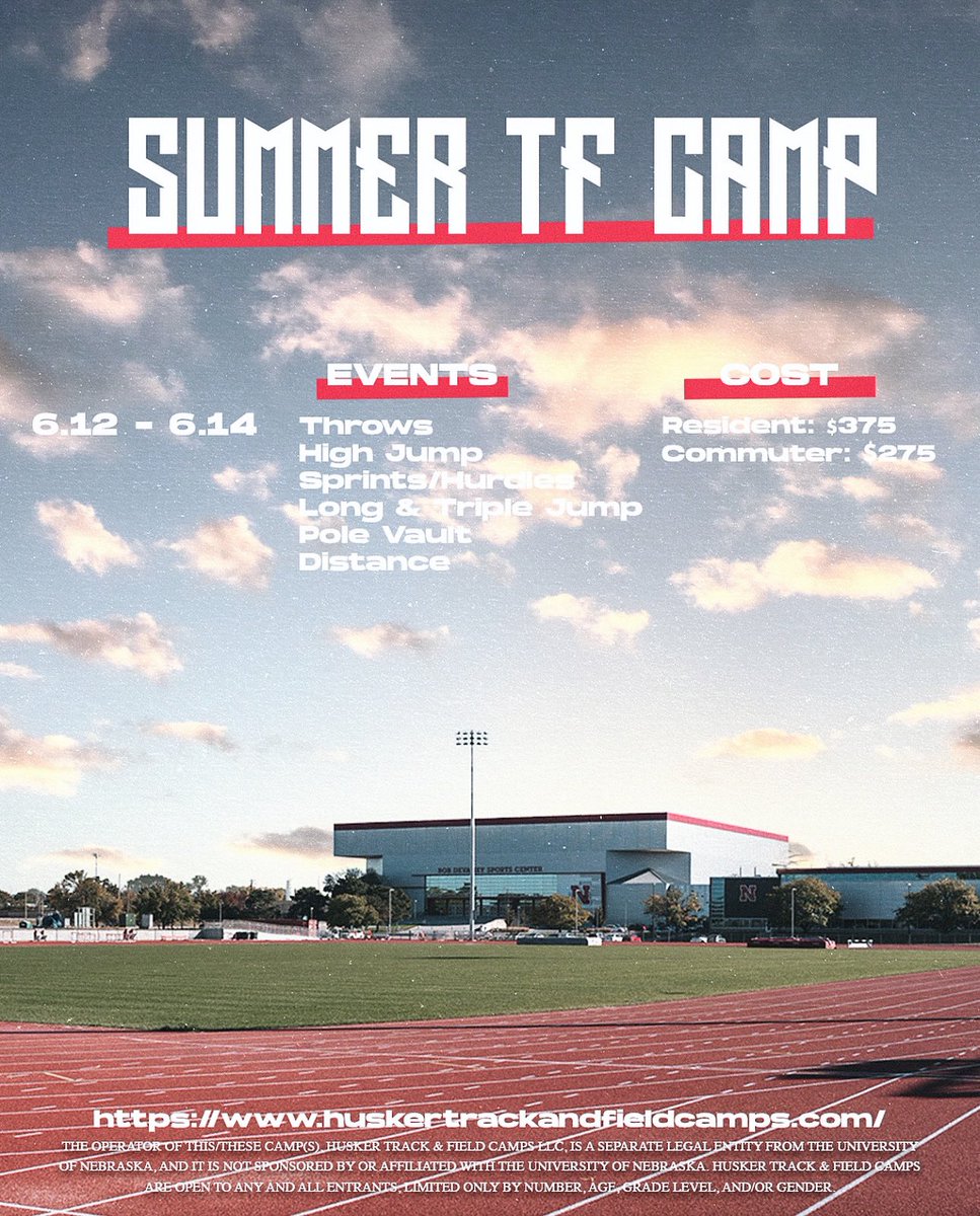 45 days until our summer camp! Sign up today at huskerstrackandfieldcampa.com or check the link in the bio.