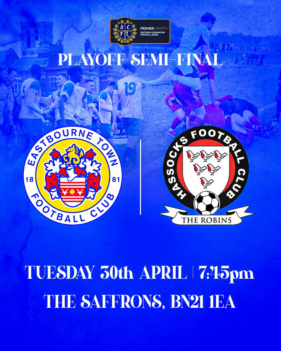 Eastbourne Town FC (@eastbournetfc) on Twitter photo Semi-Final Date, Time and Location Locked In π
We host <a href="/hassocksfc/">Hassocks FC π</a> in the <a href="/TheSCFL/">Premier Sports The SCFL</a> Premier Division Playoff Semi-Final π₯
*Please note season tickets are NOT valid for this game. Semi-Final Date, Time and Location Locked In π
We host <a href="/hassocksfc/">Hassocks FC π</a> in the <a href="/TheSCFL/">Premier Sports The SCFL</a> Premier Division Playoff Semi-Final π₯
*Please note season tickets are NOT valid for this game.
