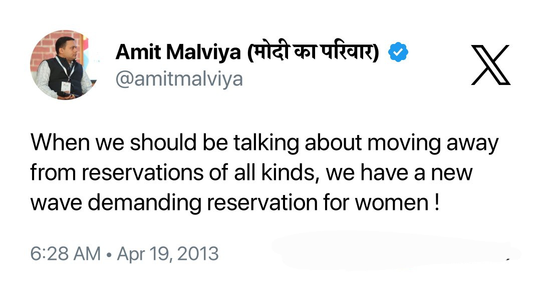 Entire RSS BJP machine hates reservations and social justice, and their goal is to end it finally. Here is Amit Malviya openly asking for 'an end to reservations of all kinds'. 
(Same Malviya who supports Inheritance Tax. Yes.)

#Reservations #SocialJustice
#BJPRSS…