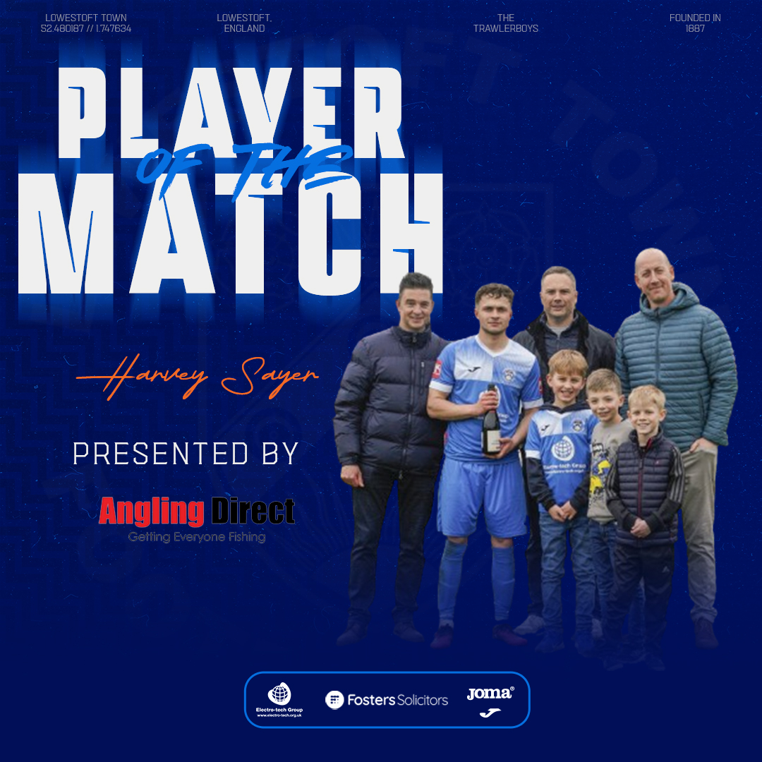 Harvey Sayer shines bright as Angling Direct's Player of the Match against Brentwood Town! #THETRAWLERBOYS #POTMSAYER #ANGLINGDIRECT