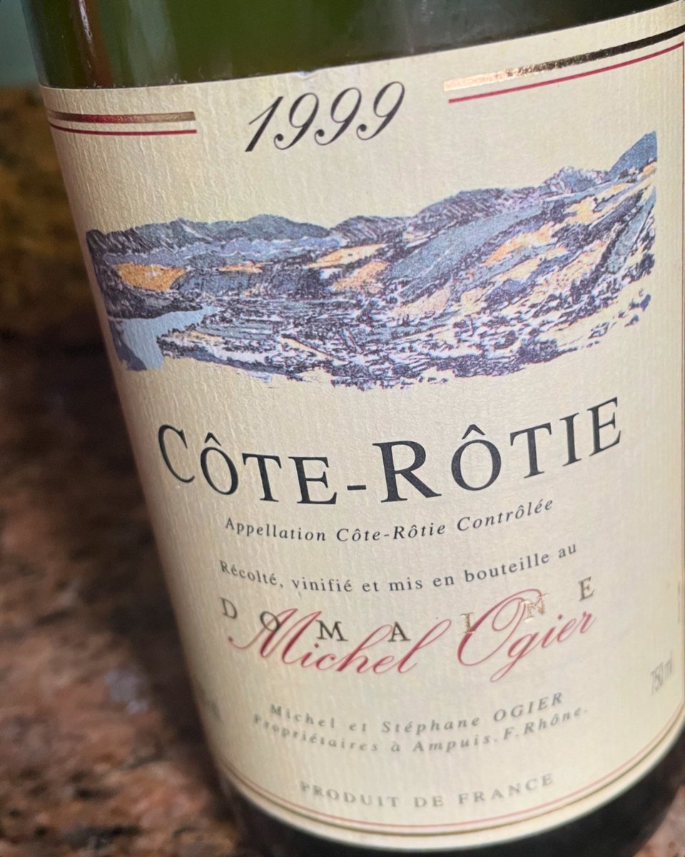 Pheasant stuffed with haggis for dinner; I figure at 25 years old, this will work well. #ogier #coterotie #rhone #rhonevalley #wine