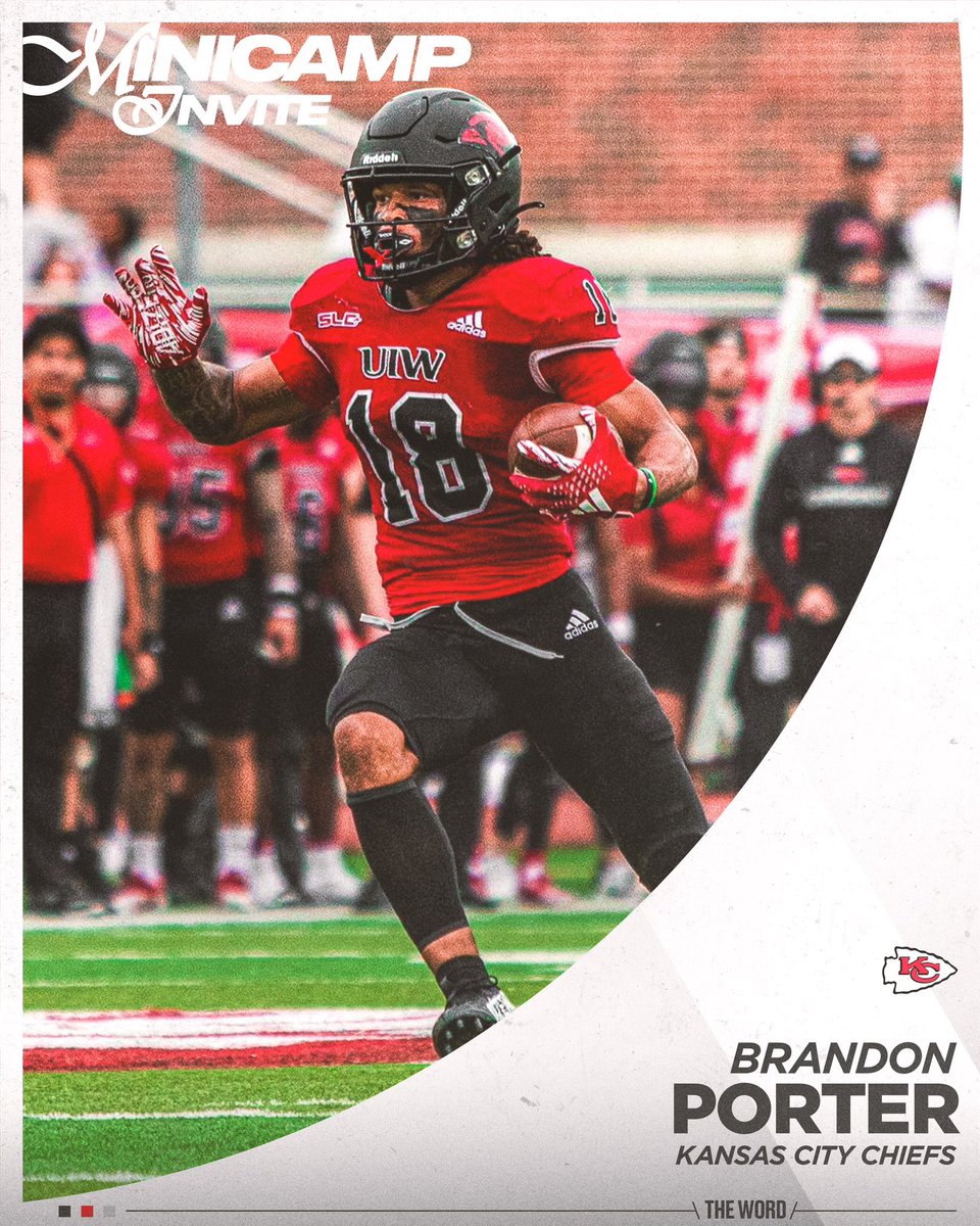 UIW Football (@uiwfootball) on Twitter photo Kansas City bound 🏹
Congratulations to Brandon Porter on receiving a Rookie Mini Camp invite from the <a href="/Chiefs/">Kansas City Chiefs</a> ‼️
#TheWord / #ProCards Kansas City bound 🏹
Congratulations to Brandon Porter on receiving a Rookie Mini Camp invite from the <a href="/Chiefs/">Kansas City Chiefs</a> ‼️
#TheWord / #ProCards