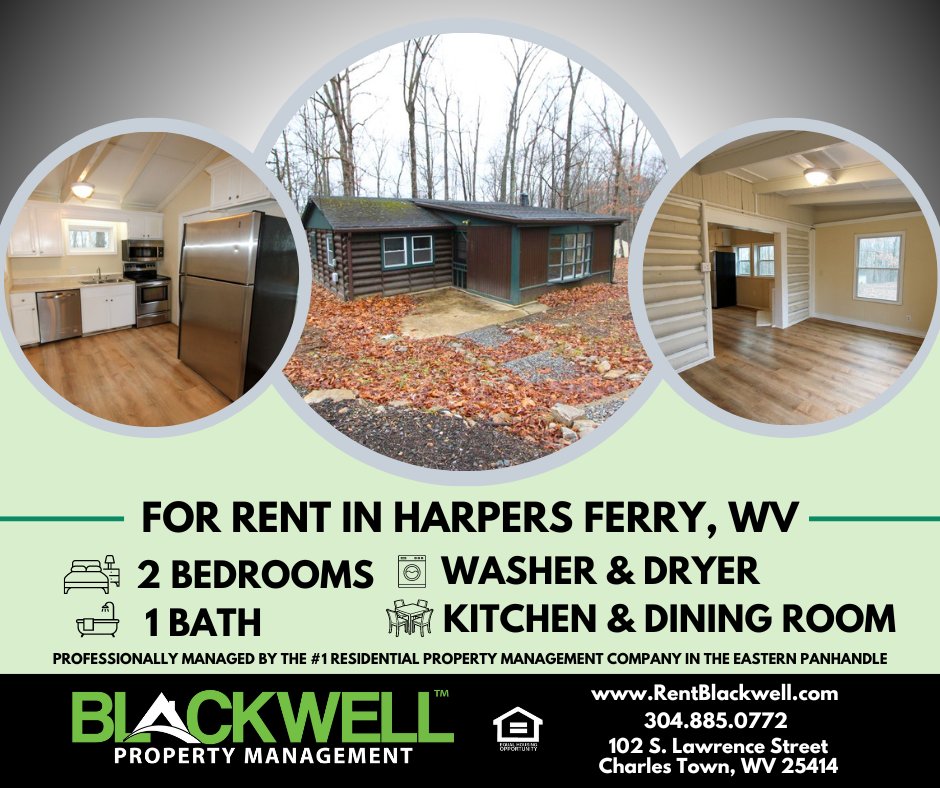 For Rent: Cabin in Harpers Ferry, WV! Visit 560 Shenandoah Dr at rentblackwell.com/charles-town-h…
#HarpersFerryWV #JeffersonCountyWV #ForRent #Cabin #WVRealEstate #BlackwellPropertyManagement #PropertyManagement