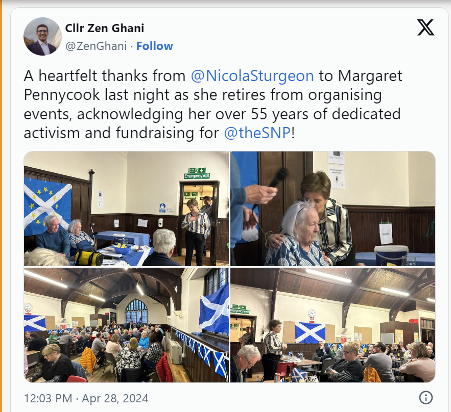 Retiring after 55 years of SNP activism and fundraising?

Not sure if the sour look on Margaret's face is the realisation that it's been a monumental waste of her time or the horror of Sturgeon's presence.