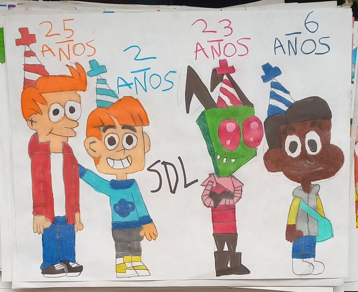 Dibujo de estas 4 series que festejaron sus aniversarios en Marzo 2024. Espero que les guste.

#Futurama #ElliottElTerricola #InvasorZim #ElMundoDeCraig 
#BenjaminRivera #JaderMendoza @GinerMagda @luispiedra17_ #FOX #StarChannel #Hulu #CartoonNetwork #Nickelodeon