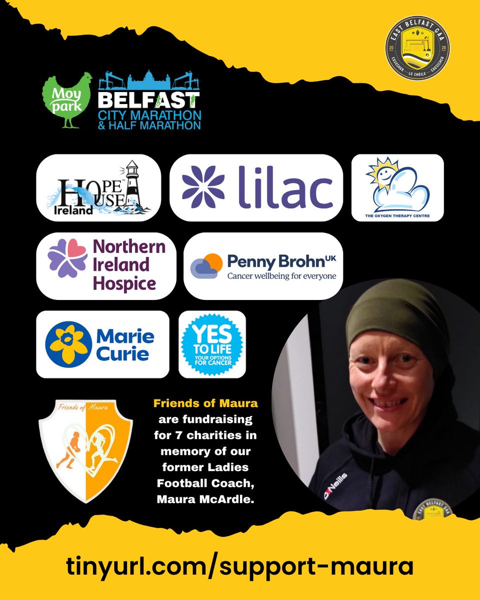 Join the #FriendsofMaura in honoring the memory of our former ladies football coach, Maura. Her legacy lives on as a special fundraiser has been dedicated in her name during the @marathonbcm for 7 charities. 🔗 tinyurl.com/support-maura 🧡🤍 #MoyParkMiles #RememberingMaura