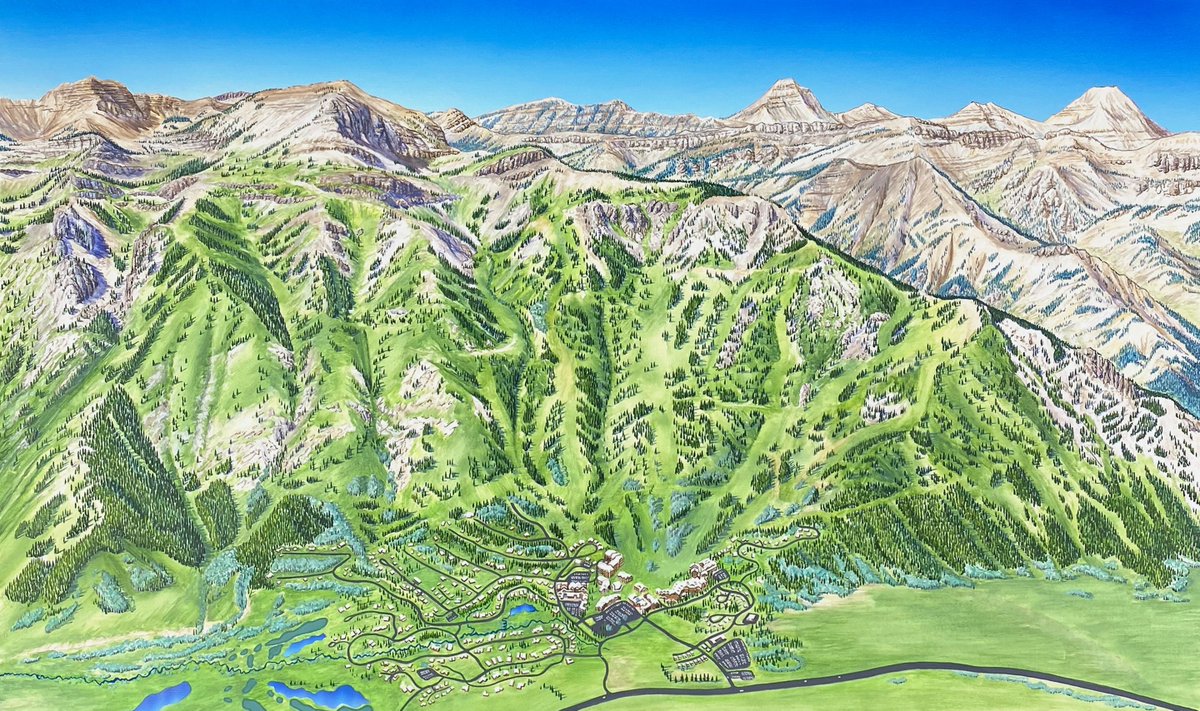 Here we have the finished draft of my first of three paintings for @jhski. Now we wait for approval before commencing the two remaining paintings to complete their project to overhaul the summer visitor maps.  

#JHDreaming #JacksonHole #StayWildJH #JacksonWY