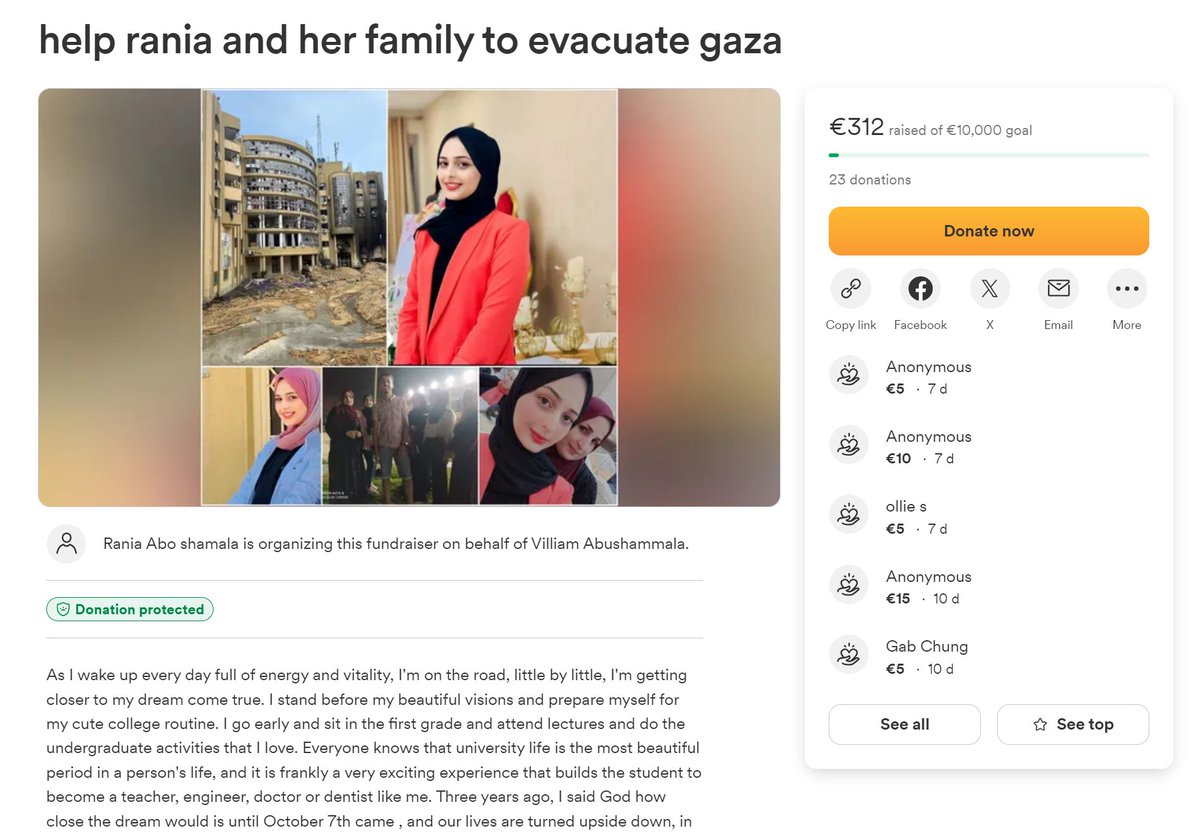 this girl went to the same dentistry school as zinh, one of the many universities in gaza that were bombed. THERE ARE NONE LEFT! her campaign hasnt moved in 7 days ‼️gofund.me/ce2ba25b