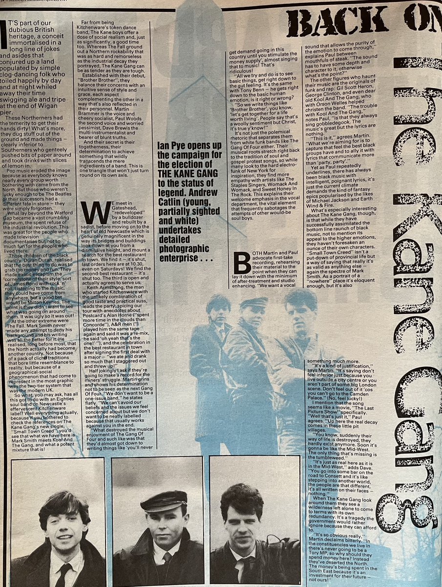 #OnThisDay 28th April 1984 Melody Maker did one of our first big features on the band talking about the Small Town Creed. #thekanegang #smalltowncreed #melodymaker