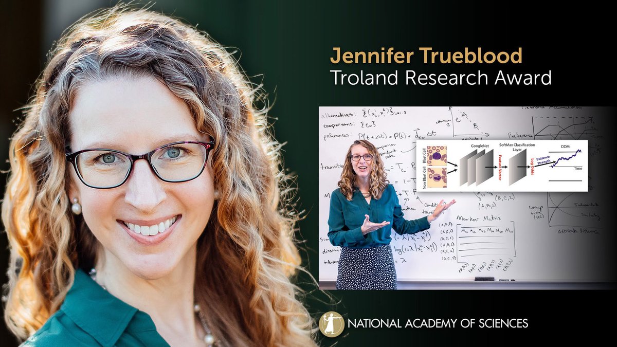 Accepting a 2024 Troland Research Award is Jennifer Trueblood of @IUPsychBrain @IUCollege @IndianaUniv @IUBloomington for her pioneering work on mathematical models of cognitive processing. #neuroscience #NAS161 #NASaward Watch live: ow.ly/NSMt50Rqenz