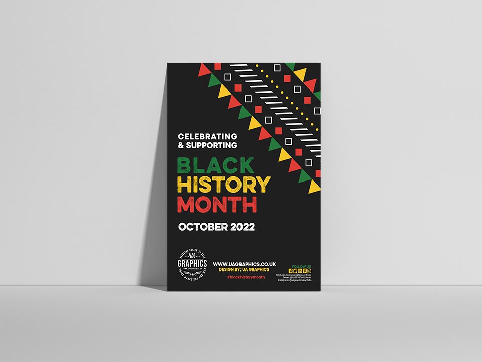 A4 or A5 flyer design for marketing the celebrations and support for Black History Month 2022. 🖤💚💛❤️

#graphicdesign #print #marketing #webdesign #leaflets #flyers #posters #BlackHistoryMonth #blackhistorymonth2022