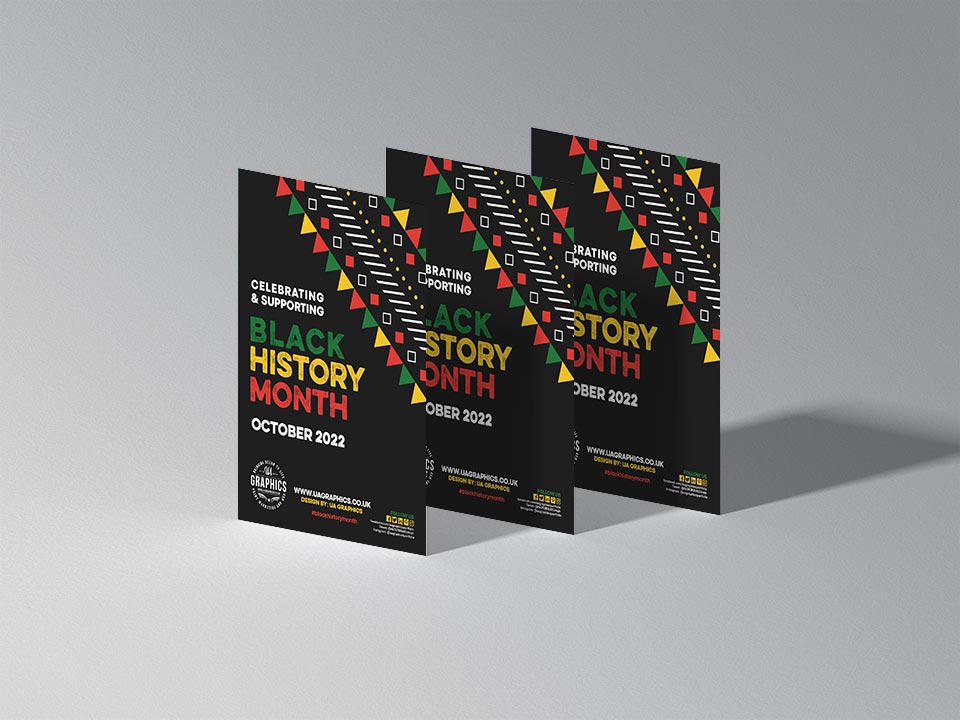 A4 or A5 flyer design for marketing the celebrations and support for Black History Month 2022. 🖤💚💛❤️

#graphicdesign #print #marketing #webdesign #leaflets #flyers #posters #BlackHistoryMonth #blackhistorymonth2022