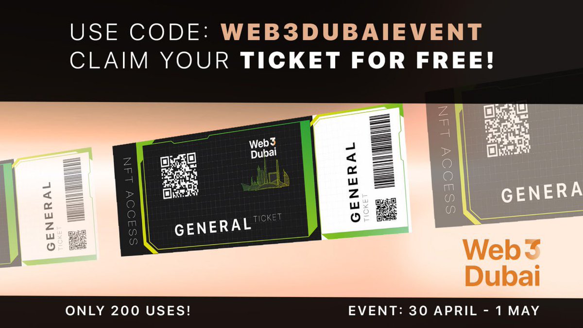 🔥 Our event is starting soon! See you at Web3 Dubai, and don't forget to bring your vibes and friends. We have 200 limited free tickets! 🎟️ Grab your free ticket with CODE: web3dubaievent discover.billyapp.live/events/web3-du…