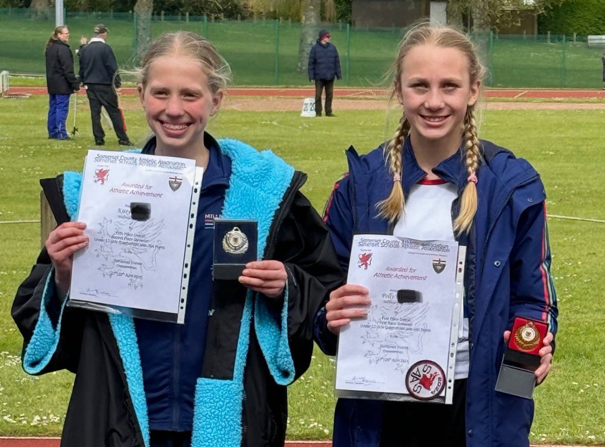 Another successful day at the Somerset Combined Events Championships. Polly is the Somerset champion and Kitty finished with the silver medal. A great days athletics.