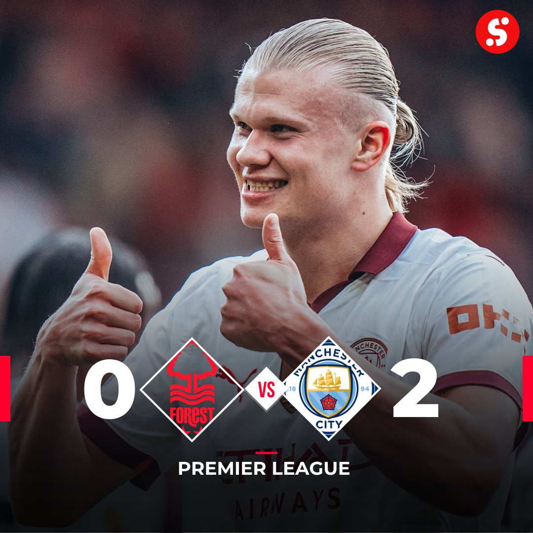FT: Nottingham Forest 0-2 Manchester City. 

Gvardiol and Haaland secure a crucial win for City, closing the gap to Arsenal. 

Forest faces a tough battle against relegation next, while City prepares to host Wolves. 

#GetSporty #Beupdated #MCFC #PremierLeague