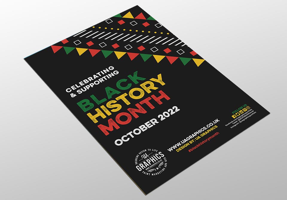 A4 or A5 flyer design for marketing the celebrations and support for Black History Month 2022. 🖤💚💛❤️

#graphicdesign #print #marketing #webdesign #leaflets #flyers #posters #BlackHistoryMonth #blackhistorymonth2022