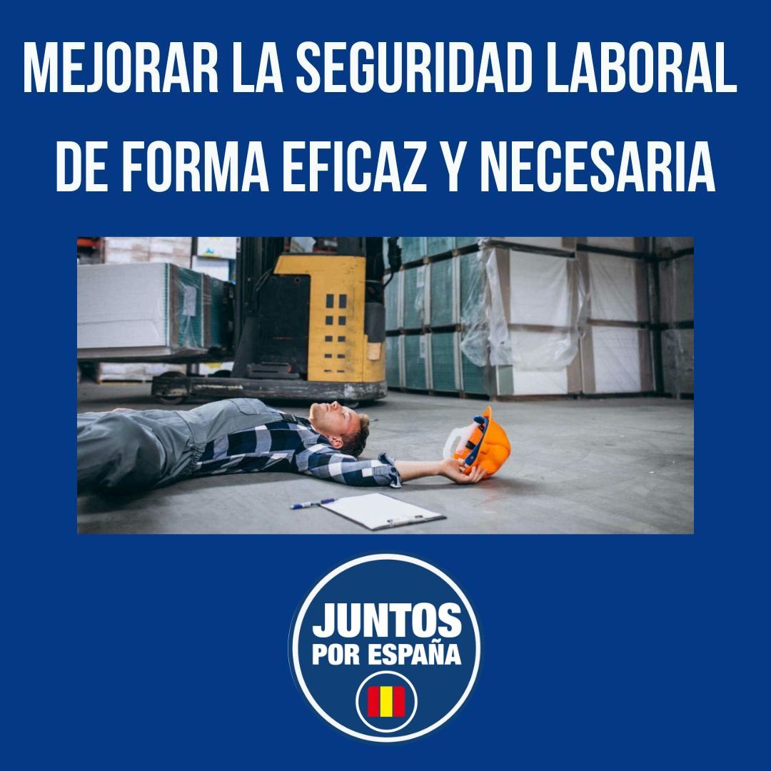 En el Día Mundial de la Seguridad y Salud en el Trabajo, Juntos por España exige al Estado que hayan entornos laborales seguros y saludables, pues es necesario impulsar soluciones que garanticen la seguridad y salud en el trabajo y no hayan + 700 muertes al año. #SeguridadLaboral