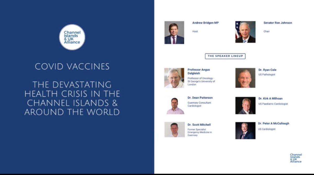 Hosted by Senator Ron Johnson and attended by Dr Angus Dalgleish and Dr Peter McCullough, amongst others, this online meeting on Friday demonstrates the health situation in the Channel Islands is as bleak as it is here on the mainland - and for the same reasons.