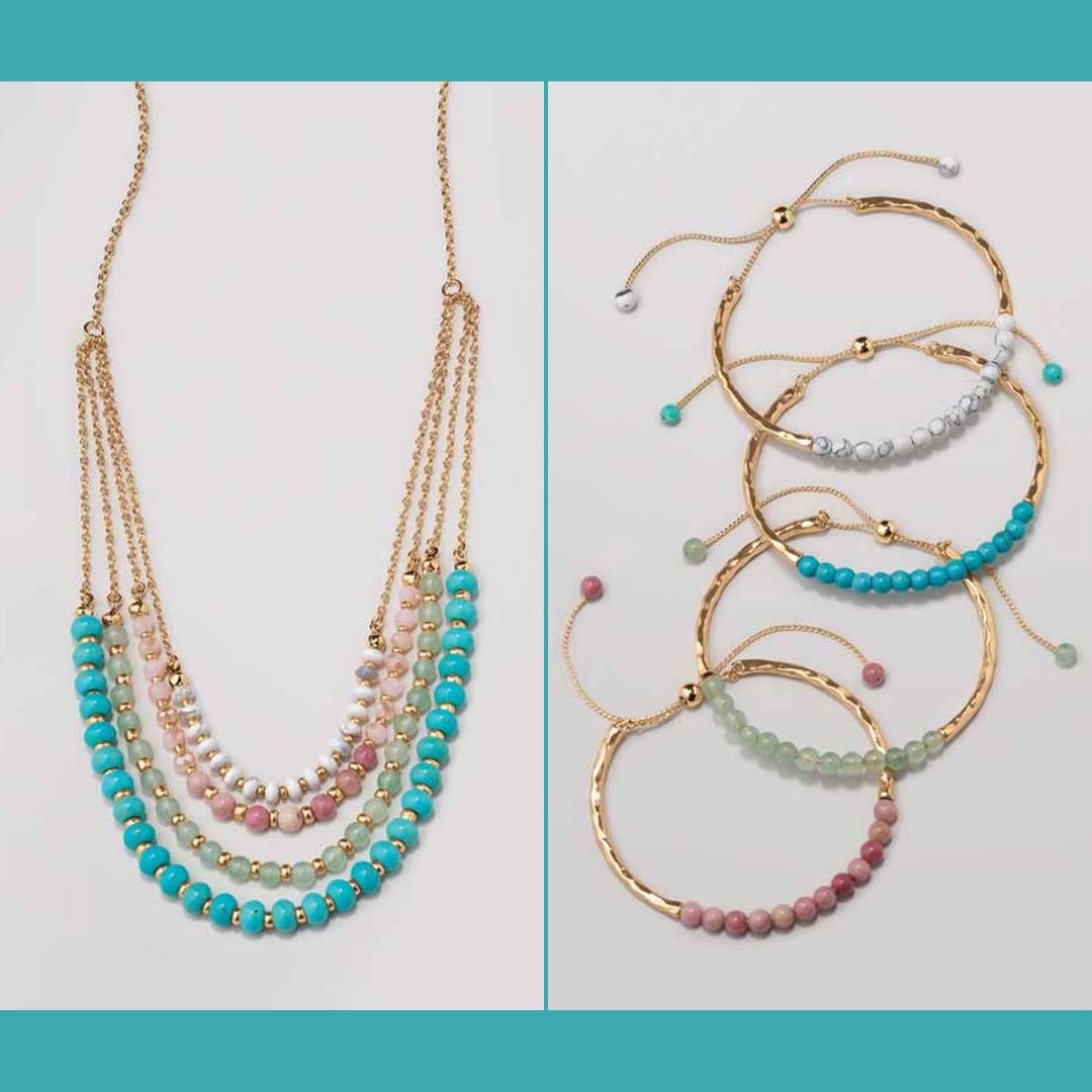 From the Semi-Precious Collection by Avon - Add colorful charm to your look. Choose from four styles featuring semi-precious beads in a goldtone setting. Matching necklace also available. bit.ly/3orZJuX