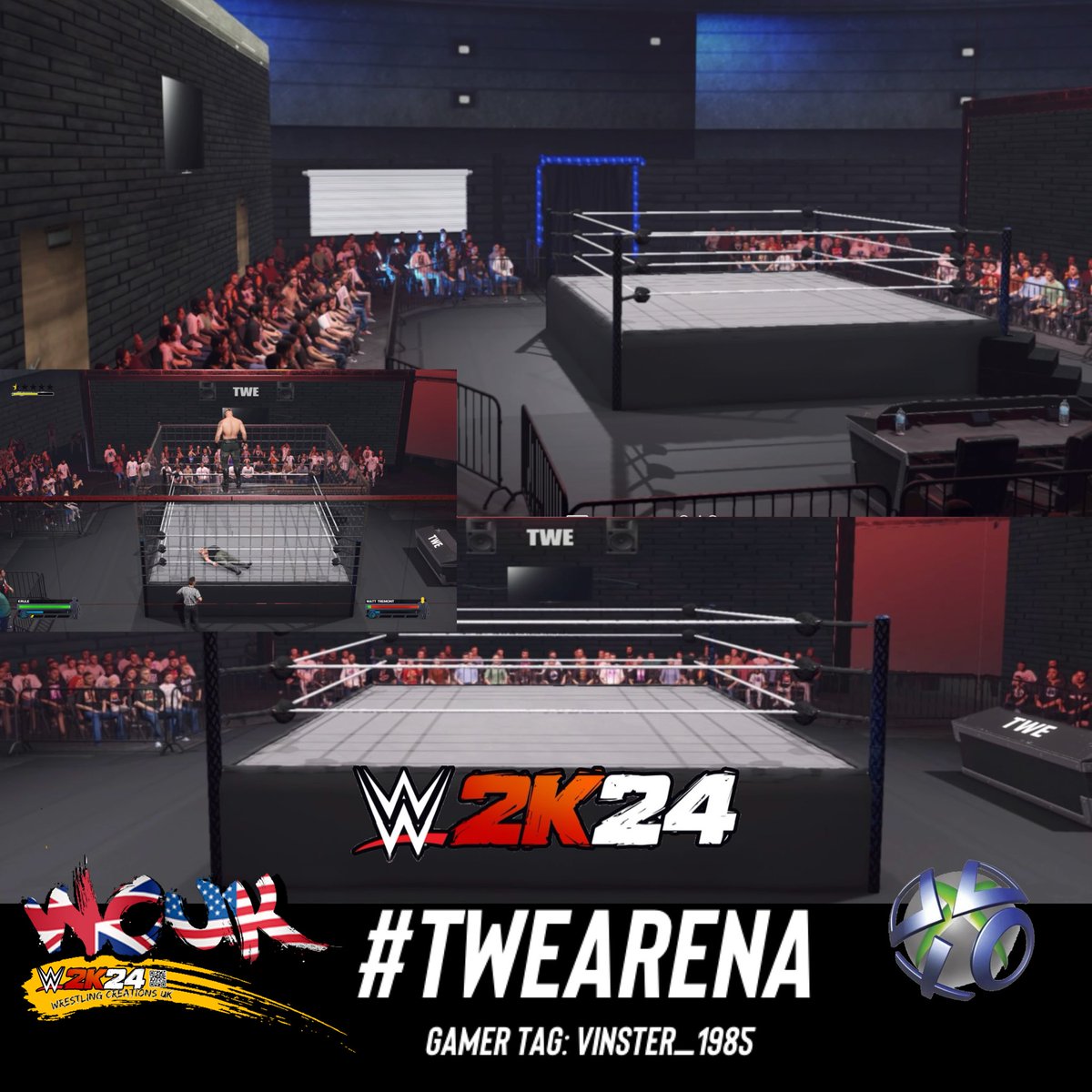 BREAKING NEWS!! Today’s Creation The TWE ARENA is now ready for download on 2k24!! #TWEARENA #wrestlingcreationsuk #twearena #caw #wwe2k24 #playstayion #xbox