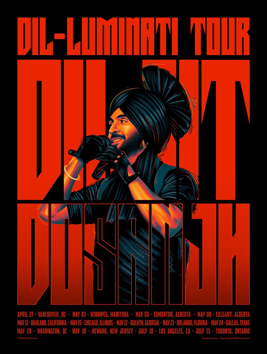 Doaly on X: "Honoured to of created two official posters for @diljitdosanjh the DIL-LUMINATI North American Tour. Last night at the sold out B.C. Place in Vancouver, HISTORY was made as the