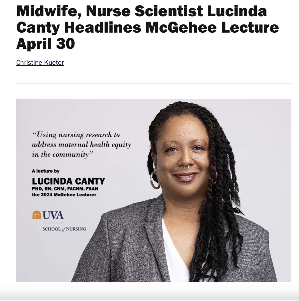 Happening in a few days! Cannot wait to discuss my research and community initiatives. You will see what drives my passion and understand why and how I do what I do. @UVA School of Nursing, @UMassAmherst Elaine Marieb College of Nursing #maternalhealthequity