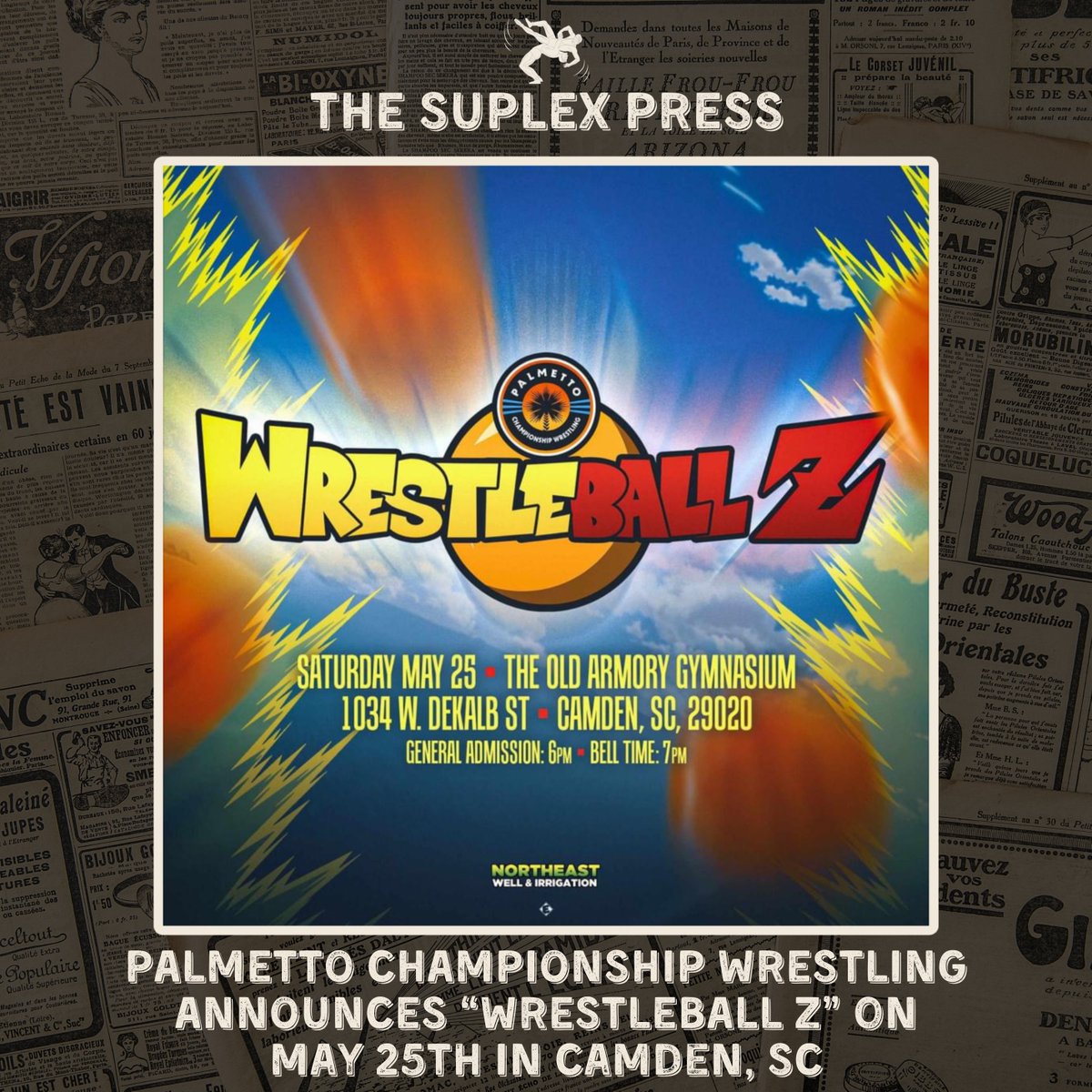 Palmetto Championship Wrestling has announced their next show! They continue the tradition of having some of the coolest show names around with “WrestleBall Z” taking place on May 25th in Camden, SC Get your tickets at pcw.ticketspice.com