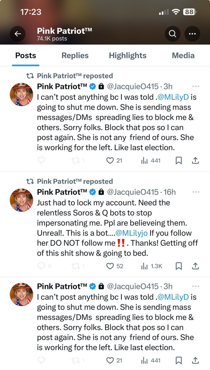 She continues to spread lies. I challenge this habitual liar to produce ONE of the 'mass messages/DMs that she accused me of sending telling others to block her.' She will be unable to produce even ONE DM sent by myself telling others to block her. Just like everything else she