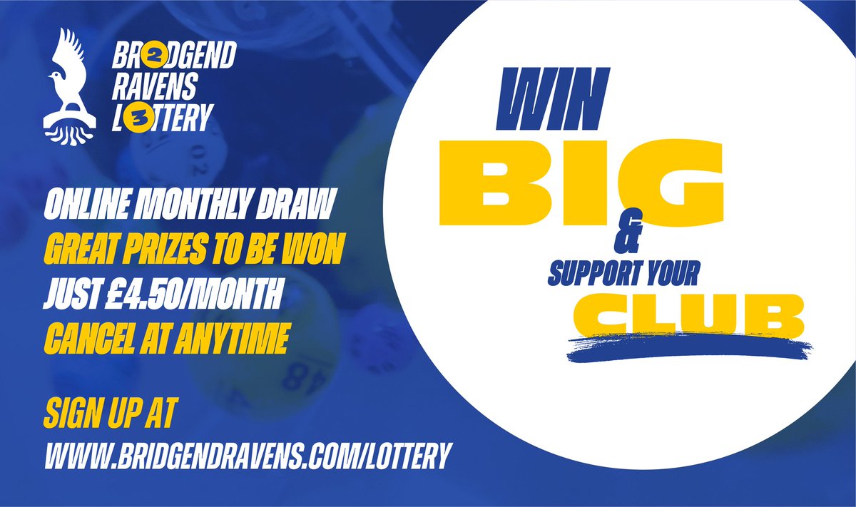 𝗟𝗢𝗧𝗧𝗘𝗥𝗬 𝗥𝗘𝗦𝗨𝗟𝗧 🎰 April's Bridgend Ravens Club Lottery winning numbers are.. 🥁🥁 6 | 20 | 38 | 48 There are no winners this month, so the prize of over £1,400 rolls over to May! 💰 Be in with a chance of winning and sign up at bridgendravens.com/lottery 🎫