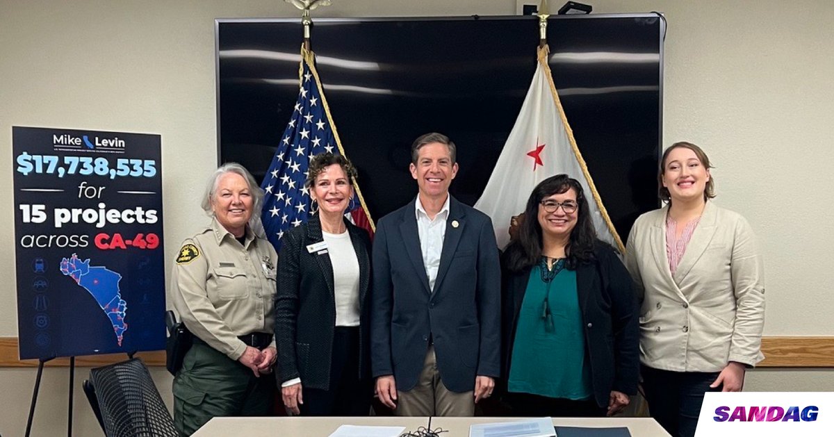 Thank you, Congressman @MikeLevin, for your leadership in bringing federal funding home to the San Diego region. Last week, #SANDAG and @SDCaltrans received more than $1 million to continue improvements on I-5 in North County.