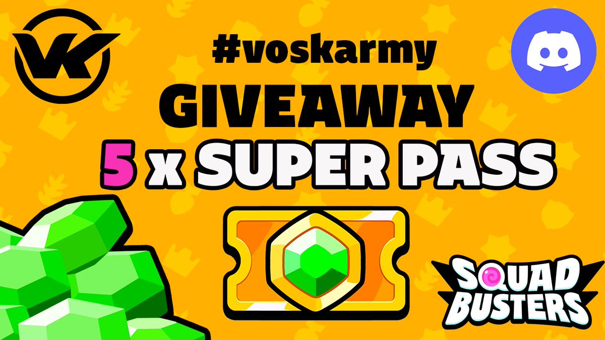 C'EST L'HEURE ! ENORME GIVEAWAY de <a href="/SquadBustersx/">Squad Busters</a> avec 5 Super Pass à gagner ! 💎
👉 Comment ? Direction le Discord Squad Busters 100% FR : discord.com/invite/5mYEPk5…

RT + like appréciés ! 

En partenariat avec <a href="/YamonoTM/">yamono</a> 🥰