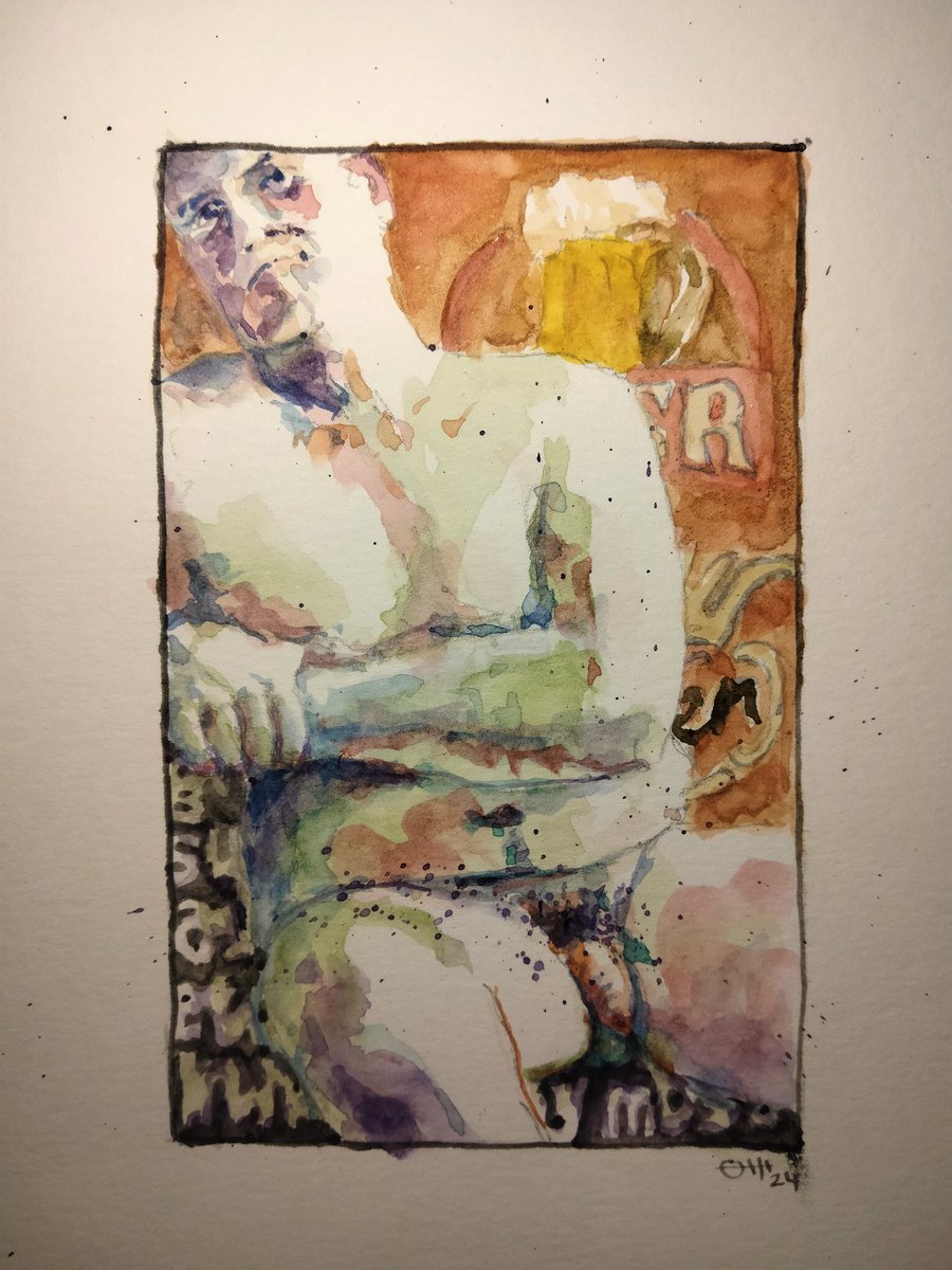 Privilege not Potential #thedailysketch #watercour and #inkdrawing of a #malenude with beer and other words #originalartwork #nudeart #artforsale ebay.co.uk/itm/3261069117…